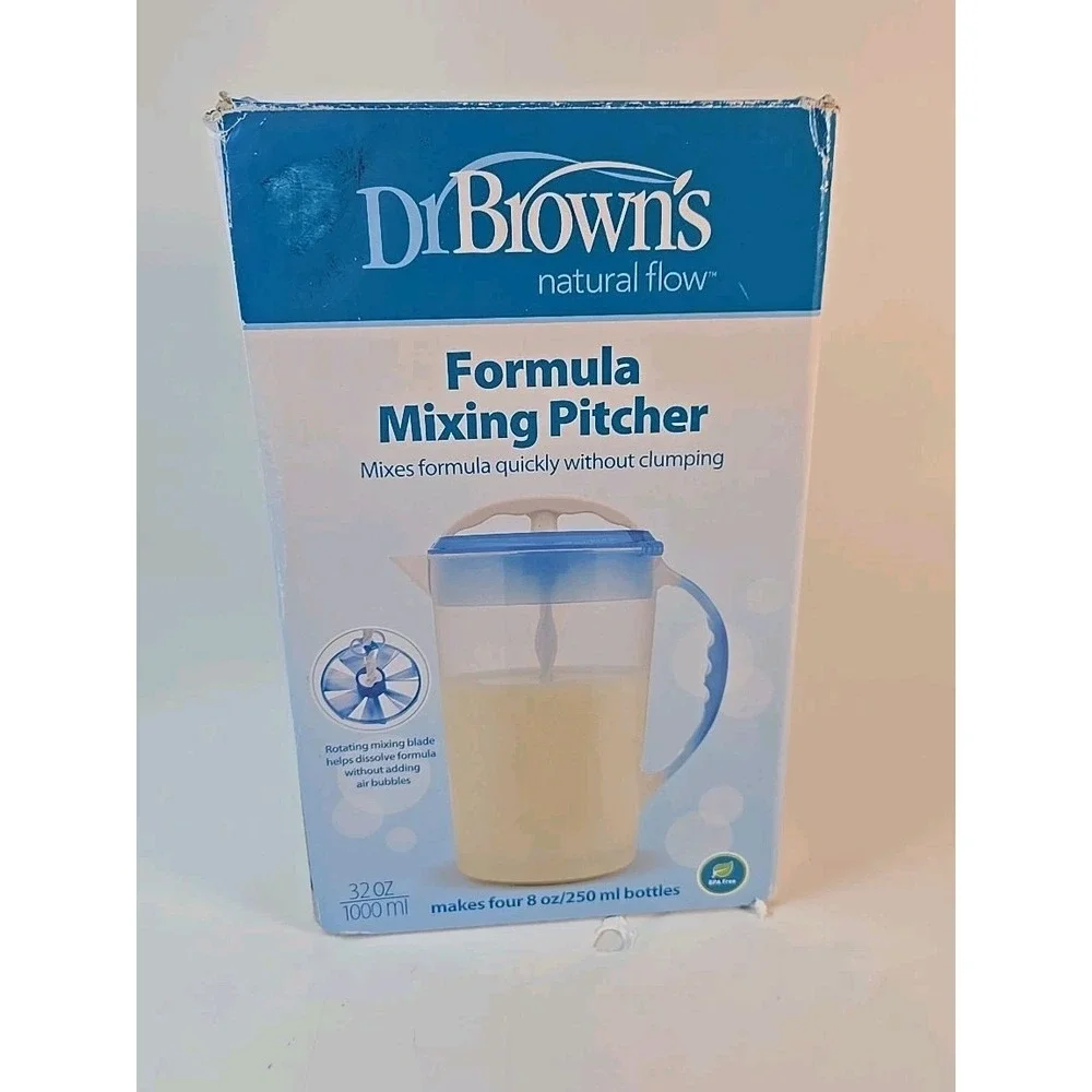 Dr. Brown's Natural Flow Formula Mixing Pitcher 32 oz (Blue) -New -  Open Box